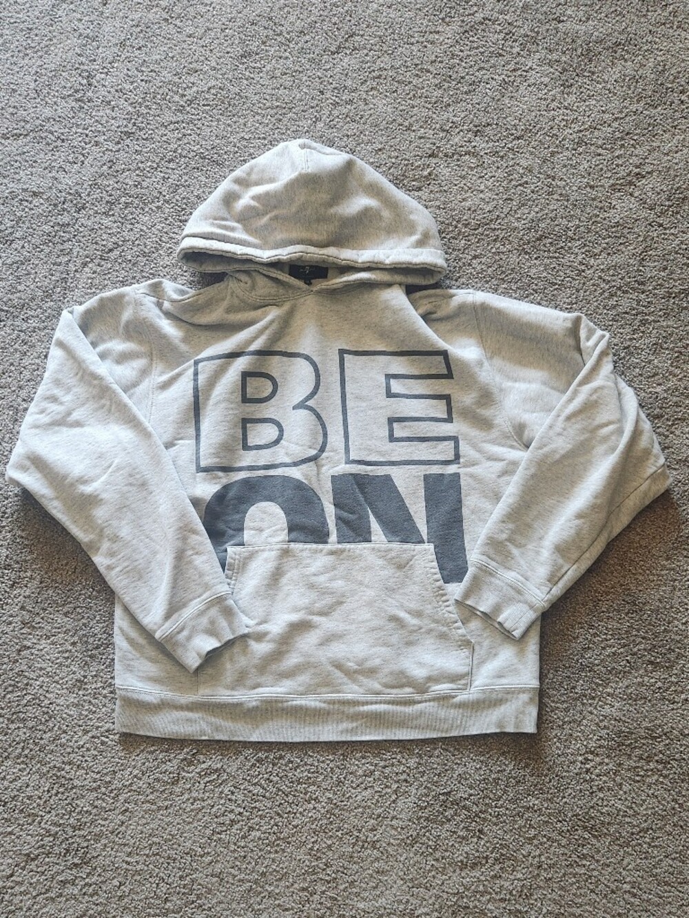 7 For All Mankind Light Gray Crewneck Sweatshirt with Black Block Print